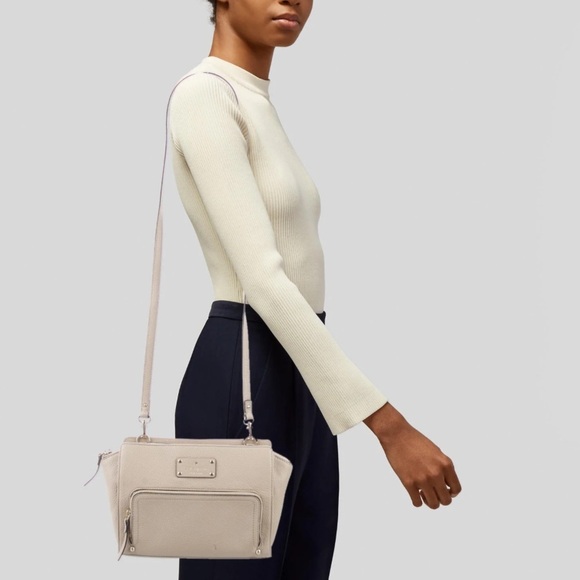 Kate Spade Baxter Street Sevilla Bag Neutrals Cream Pebbled Leather Crossbody - Picture 1 of 15
